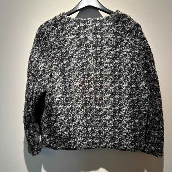 Malene Birger Long Sleeve Black/Gray Pelagia Wool Blend Boucle Open Jacket-Sz 38 - Picture 2 of 6